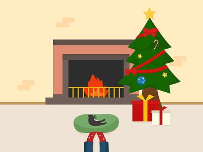 Fireplace scene christmas illustration vector weekly warm up