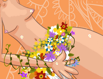 Flower me up 2d digital illustration digital illustrator female body feminism flowers for adults illustration teenagers