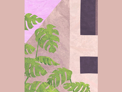 Monstera adobe architecture colorpalette digitalart illustration midcenturymodern monstera photoshop plant texture tropical