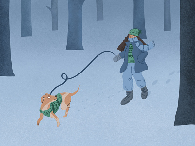 Best Friend adobe animal characterdesign colorpalette digitalart dog forest illustration pet photoshop snow texture winter