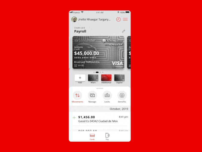 Santander | Wallet app concept