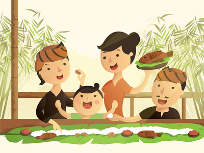 Having Lunch Together culture illustration indonesia javanese tradition traditional