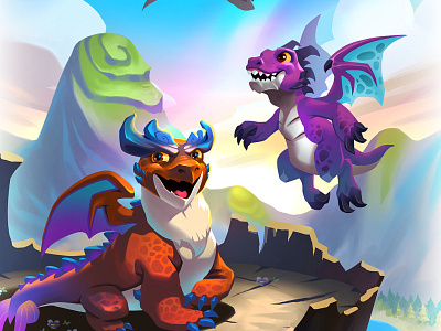 Dragons Diary cartoon children book digital dragon illustration