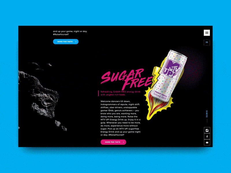 MTV UP Energy Drink Products Page animation design development energy drink mtv mtv up parallax products page ui web design website
