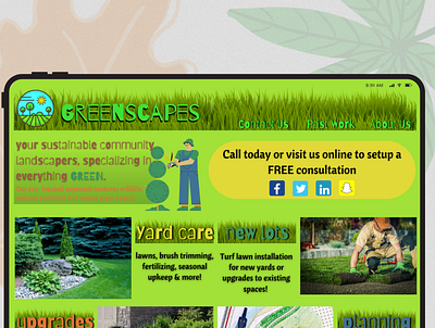 Mobile Web Design (Greenscapes) canva color concept design graphic design mobile design typography ui ui design web design