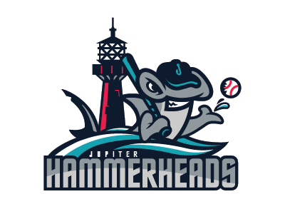 Jupiterhammerheads1 baseball graphic design jupiter hammerheads mascot logo milb sports branding sports logos