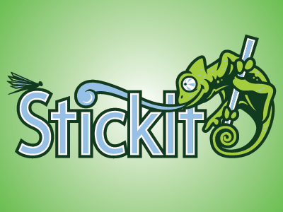 Stickit! Sticker Company_Primary business branding chameleon logo company identity graphic design logo logo design mascot logo
