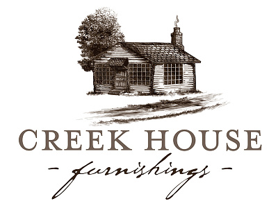 Creek House Furnishings Logo creek drawing furniture house illustration logo sketch