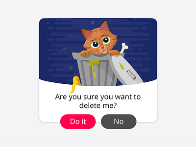 Delete Message? banana cat delete kitten message pop up popup trash trashcan