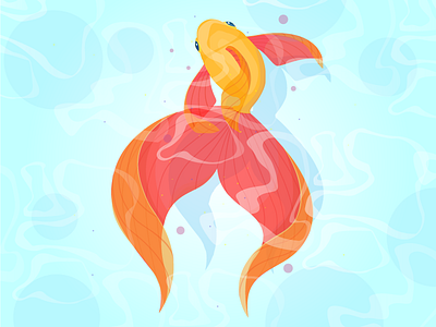 Goldfish 2 fish flow goldfish gradient illustration mint orange organic transparent water yellow