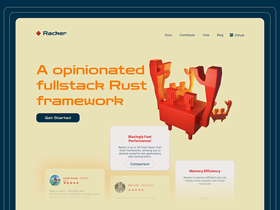 Racker - A opinionated rust framework crabs framwork landing page landing page pastel rust lang website