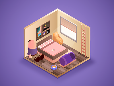 Ideal Office Corners: Room for the Zzzs illustration isometric jin design the visual team