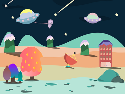 Freebie: Allen's home alien background freebie game illustrations jin design ui ux