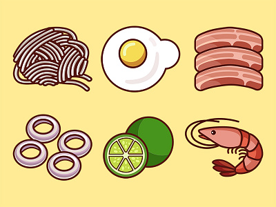 Hokkien Mee! dish food freebie hokkien mee icons illustration ingredients ui ux