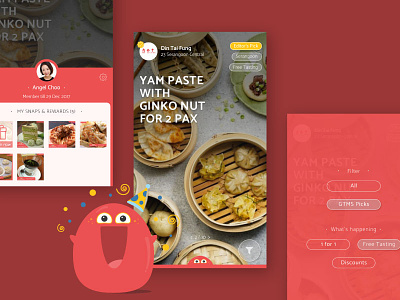 Good Things Must Share app character food goodies jin design mascot share ui ux