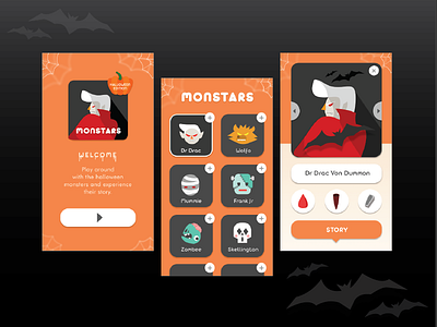 MonStars halloween illustration jin design monster ui ux