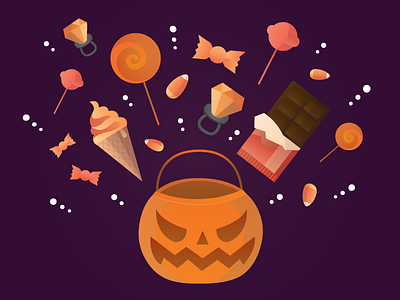 No Trick, Just Treat! freebie halloween illustration jin design pumpkin treat vector