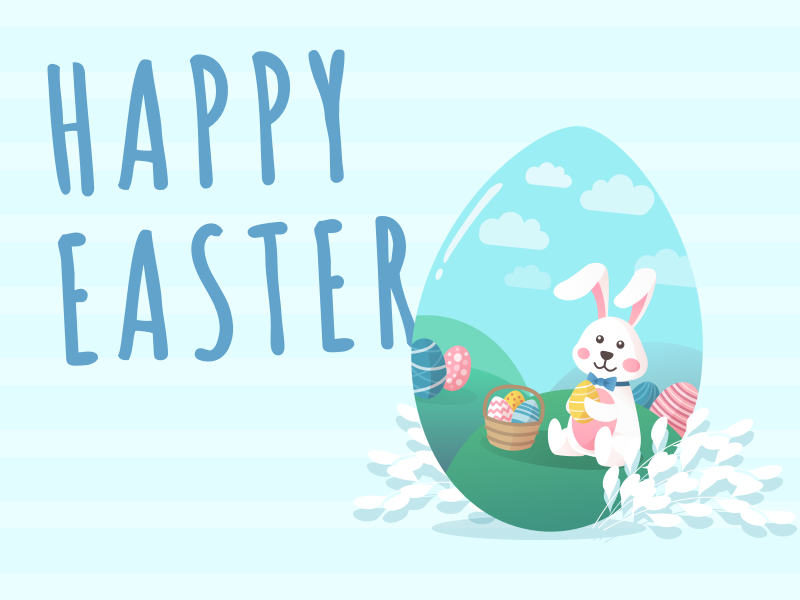 Happy Easter! easter egg easter eggs easter rabbit rabbit easter cartoon cute vector design jindesign illustration jin design ux ui