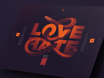 Love/hate illustration snake interface layout typography ui