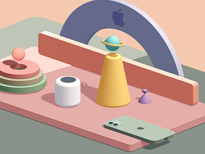 Apple Park 3D 🍏- Spline #02 3d art abstract apple art color desktop homepod illustration iphone loop modeling pastel spline ui web