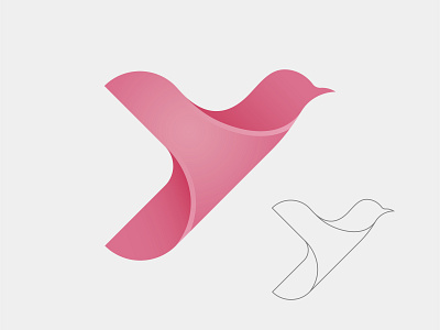 Letter y logo with bird