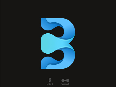 B Letter Logo with Tech Mark 3d app awesome b b logo branding business company corporate design graphic design logo memorable modern premium professional simple tech unique web
