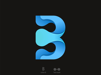 B Letter Logo with Tech Mark