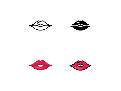 lips icon set design 4 style
