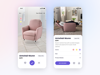 VR Home app app ar augmented reality furniture home app minimal mobile ui vr