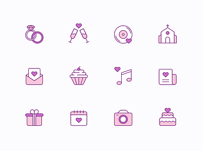 Free Wedding Icons cake free gift heart icon love music rings stroke valentine vector wedding