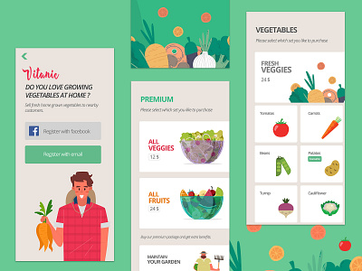 vitanic app app design application banner branding food garden profile user