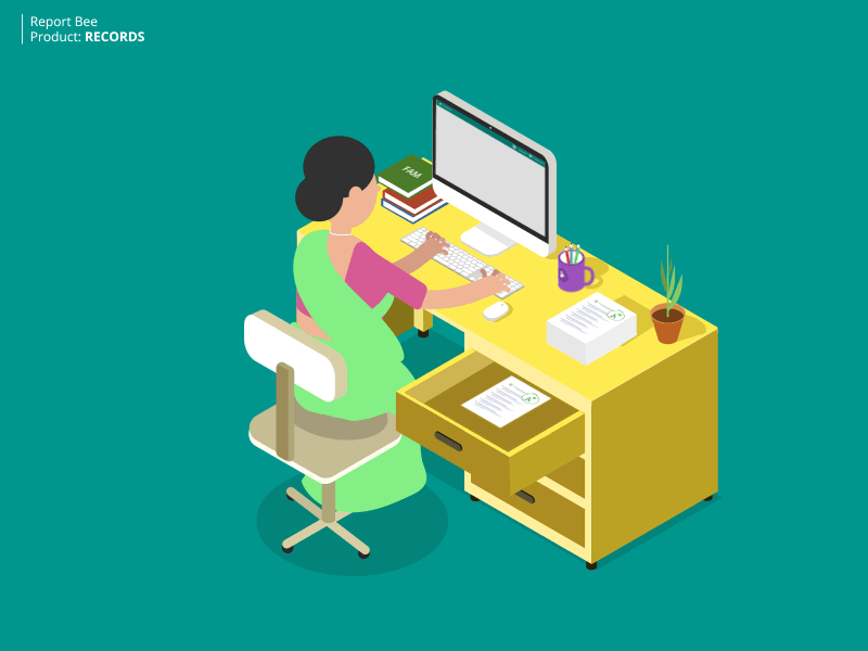 Records aftereffects character animation designteam designthursday illustration isometric design mark upload product reportbee school teacher work