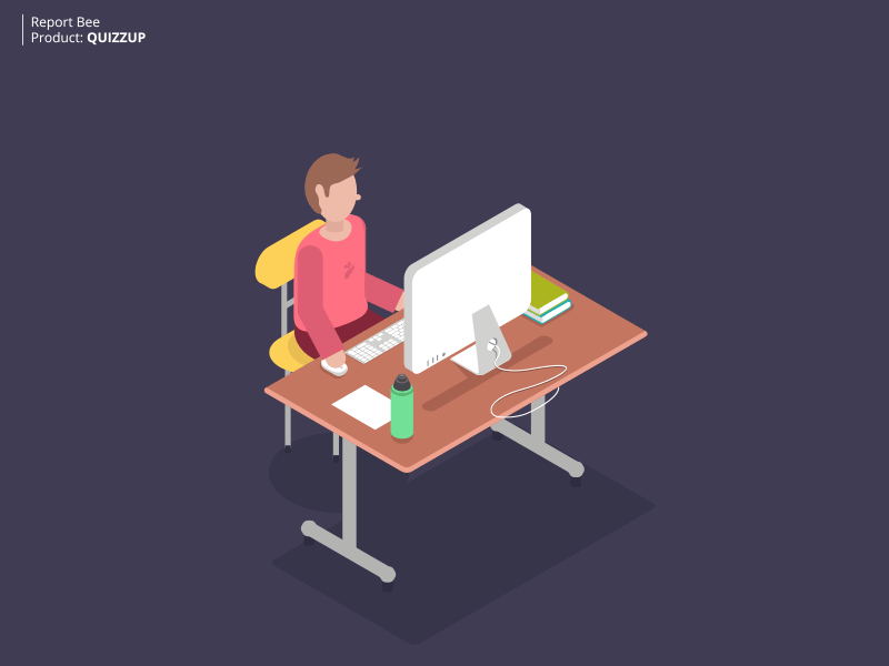 Quizzup aftereffects character animation designteam designthursday illustration isometric design online test product reportbee school student