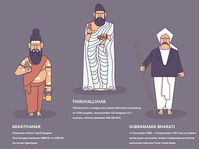 Tamil Poets character design designteam designthursday illustration reportbee