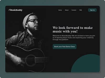 MusicBuddy-Landing page-DailyUi03 buddy challenge dailyui design elearning landing music ui