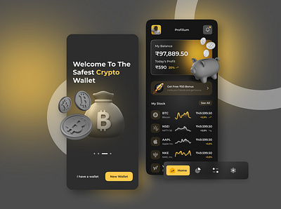 CryptoWallet app design typography ui ux