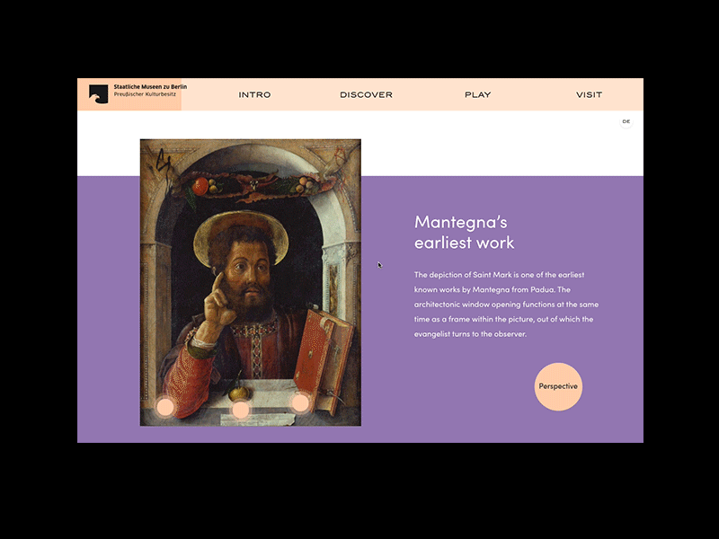 Mantegna & Bellini — Painting Details Animation animation interaction interface typogaphy ui ui animation ui design ux website