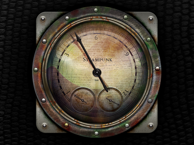 Steampunk clock icon clock dirt dirty hud icon ios mac old os steampunk ui vector