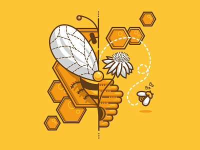 bee bee bzz earth flower honey honeybee illustrator nature vector yelllow