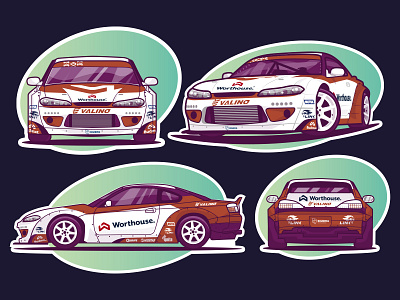 Driftcar sticker car comics drift race racing racing car sticker vector