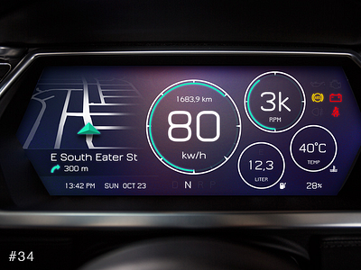 34 Car Interface car concept dailyui dashboard gps interface map navigation ui