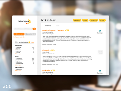 50 Job Listing app dailyui job listing list page praca profile search ui ux web