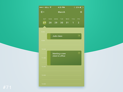 71 Schedule app calendar dailyui green ios march meeting schedule time ui