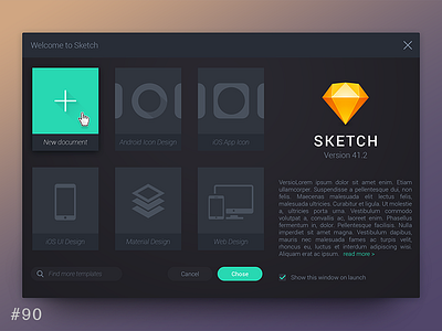 90 Create New chose create desktop document new popup search sketch ui ux welcome window