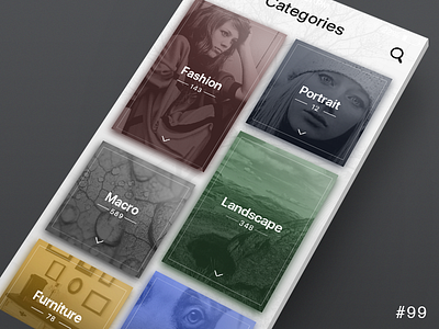 99 Categories app categories dailyui ios mobile photo search simple ui