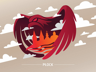 Plock city cloud eagle plock poland poster print płock vector