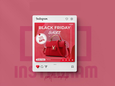 Black Friday Social Media post design. bag black friday colorful event girl graphic design illustraitor instagram mahfuz jayed new collection offer parse photoshop product promotion red sale social media special day website