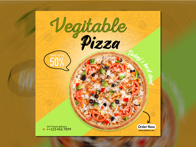 Pizza Food Social Media Banner Post Design Template