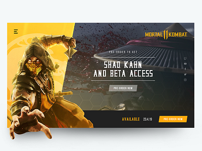 Mortal Kombat 11 gaming landing ui ux webdesign