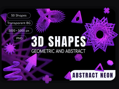 3d gradient geometric and abstract shapes, objects collection